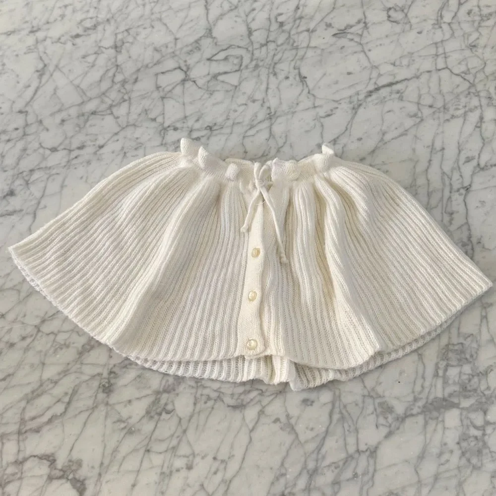 Vintage Poncho Sweater Cape Shrug Knit Crème Toddlers Sz 7/8